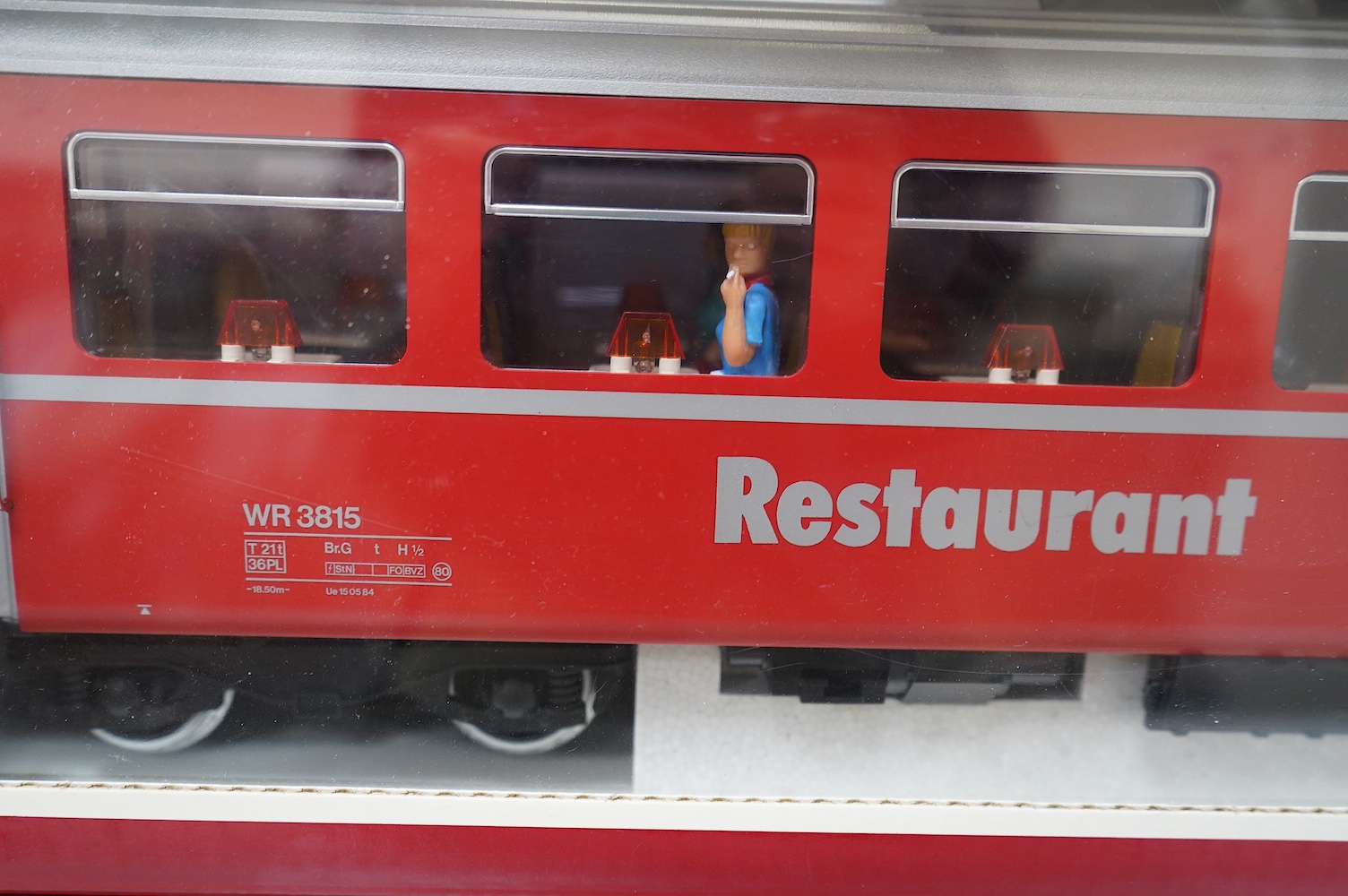 Two boxed Lehmann LGB G scale Continental bogie coaches; a Furka-Oberalp dining observation car (30660) and an RhB restaurant car (3068). Condition - good.